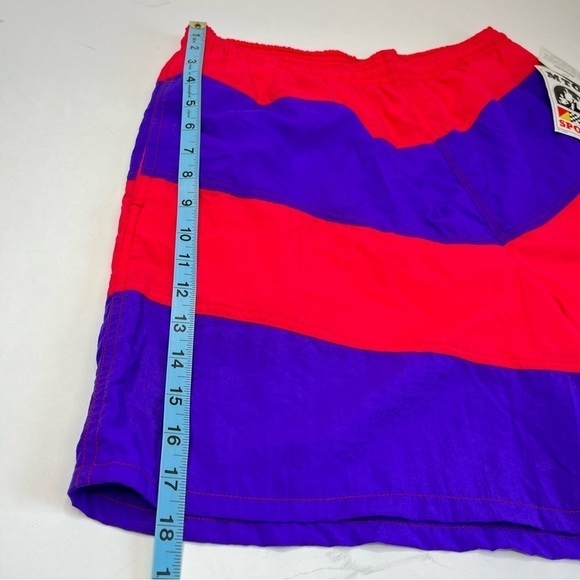 New Vintage MTO Sport Red & Purple Wide Striped Pockets Board Shorts Swim Shorts - Picture 13 of 14